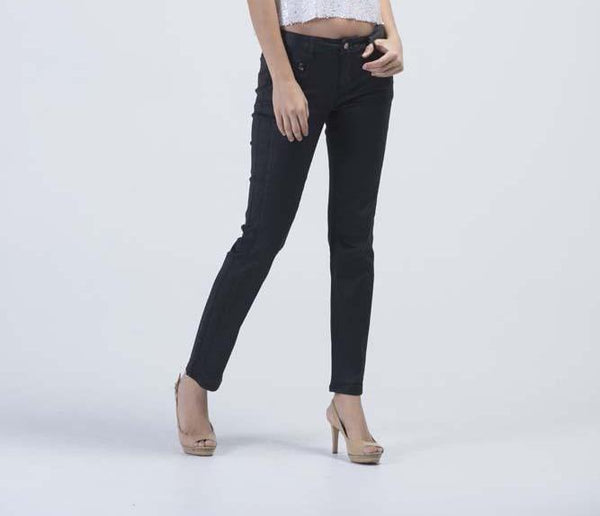 Nix Leather Look Skinny Jeans - Charcoal Black - Women Jeans - yz-buyer.myshopify.com