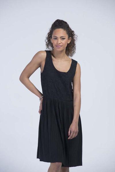 Maurices Black Plisse' & Lace Swing Dress - Women Dresses - yz-buyer.myshopify.com