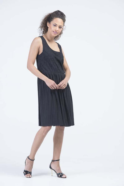 Maurices Black Plisse' & Lace Swing Dress - Women Dresses - yz-buyer.myshopify.com