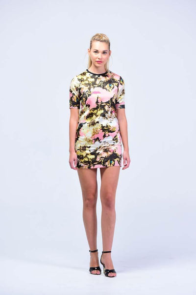 Soft Peach Bow Tie Neck Shift Dress - Women Dresses - yz-buyer.myshopify.com