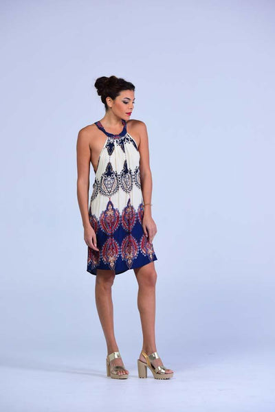 Paisley Print Halter Neck Shift Dress - Women Dresses - yz-buyer.myshopify.com