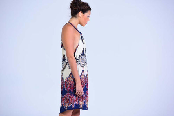 Paisley Print Halter Neck Shift Dress - Women Dresses - yz-buyer.myshopify.com