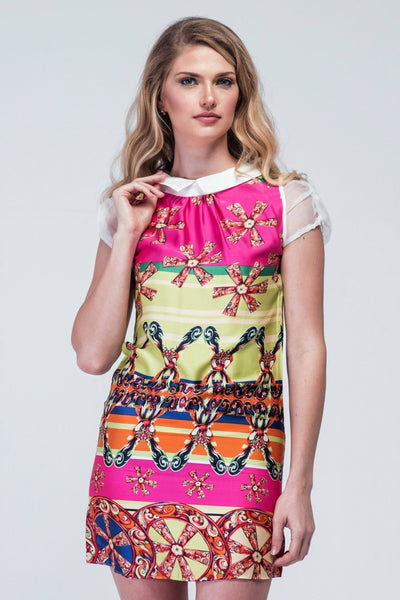 Meinihong Doll Collar with Pleated Cap Sleeve Shift Dress - Women Dresses - yz-buyer.myshopify.com