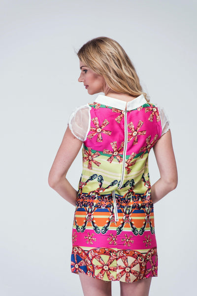 Meinihong Doll Collar with Pleated Cap Sleeve Shift Dress - Women Dresses - yz-buyer.myshopify.com