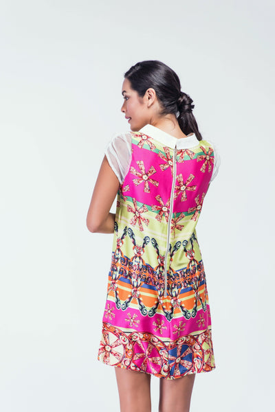 Meinihong Doll Collar with Pleated Cap Sleeve Shift Dress - Women Dresses - yz-buyer.myshopify.com