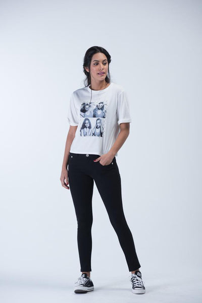 Short Sleeve Screen Printed T-Shirt - White - Women T-Shirts - yz-buyer.myshopify.com