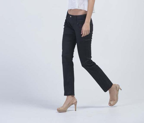 Nix Leather Look Skinny Jeans - Charcoal Black - Women Jeans - yz-buyer.myshopify.com
