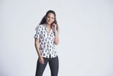 Short Sleeve animal print fitted shirt - Snow white - Women Shirts - yz-buyer.myshopify.com