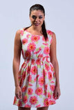 Off White Floral Print Skater Dress - Women Dresses - yz-buyer.myshopify.com