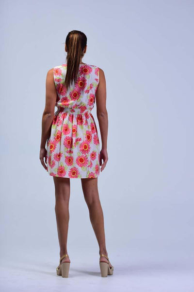 Off White Floral Print Skater Dress - Women Dresses - yz-buyer.myshopify.com