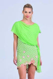 Lime green Checks with Floral Motifs Shift Dress - Women Dresses - yz-buyer.myshopify.com