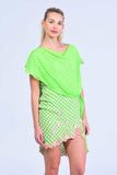 Lime green Checks with Floral Motifs Shift Dress - Women Dresses - yz-buyer.myshopify.com