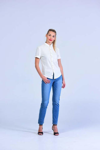 Short sleeve fitted formal shirt - Yellow Quartz - Women Shirts - yz-buyer.myshopify.com