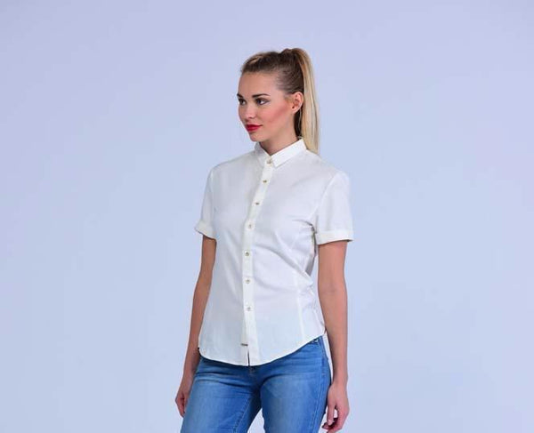 Short sleeve fitted formal shirt - Yellow Quartz - Women Shirts - yz-buyer.myshopify.com