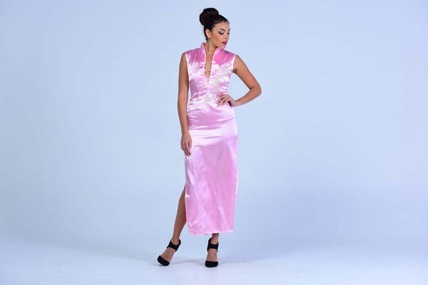 Soft Baby Pink 'Ao Dai ' Inspired  Side Slit Dress - Women Dresses - yz-buyer.myshopify.com