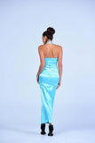 Sky Blue Plunging Neck Wiggle Gown - Women Dresses - yz-buyer.myshopify.com