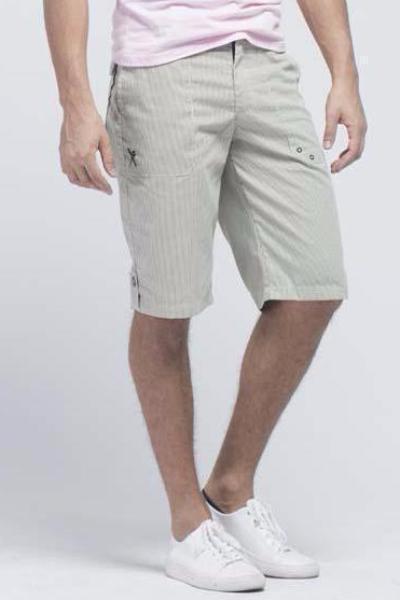 Marc Ecko Cut & Sew Stripes Shorts (Off-white with Olive Green stripes) - Men Shorts - yz-buyer.myshopify.com