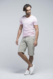 Marc Ecko Cut & Sew Stripes Shorts (Off-white with Olive Green stripes) - Men Shorts - yz-buyer.myshopify.com