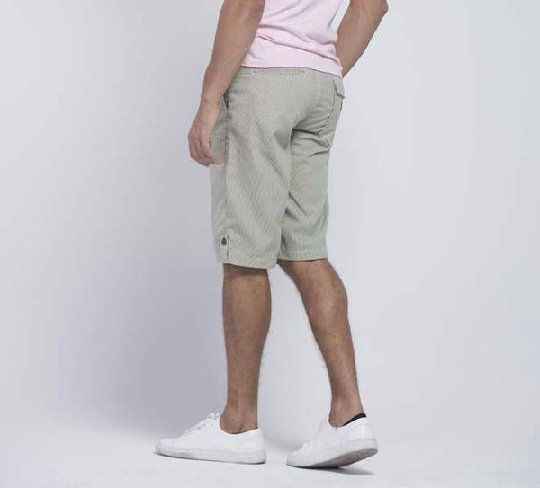 Marc Ecko Cut & Sew Stripes Shorts (Off-white with Olive Green stripes) - Men Shorts - yz-buyer.myshopify.com