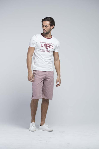 Marc Ecko Cut & Sew Stripes Shorts - Burgundy striped - Men Shorts - yz-buyer.myshopify.com