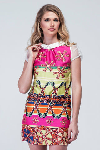 Meinihong Doll Collar with Pleated Cap Sleeve  Shift Dress - Women Dresses - yz-buyer.myshopify.com