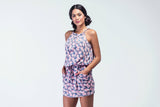 Silk Blend Knotted neck strap Blouson printed Dress - OEM to major Belgian brand - Women Dresses - yz-buyer.myshopify.com