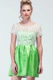 Neon Green Gentle White Lace Bodice Skater dress - Women Dresses - yz-buyer.myshopify.com