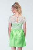 Neon Green Gentle White Lace Bodice Skater dress - Women Dresses - yz-buyer.myshopify.com