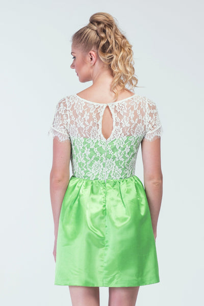 Neon Green Gentle White Lace Bodice Skater dress - Women Dresses - yz-buyer.myshopify.com