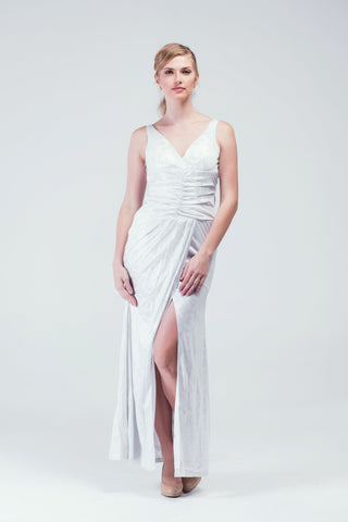 Old Hollywood Glamour Silver Gown - Women Dresses - yz-buyer.myshopify.com