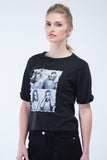 Short Sleeve Screen Printed T-Shirt - Black - Women T-Shirts - yz-buyer.myshopify.com